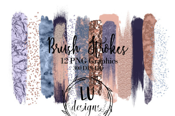 Elevate Designs with Rose Gold and Blue Brush Strokes